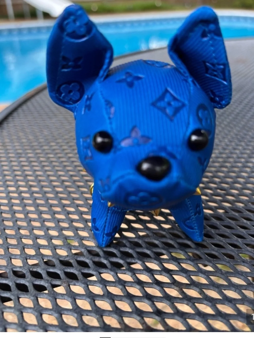 Bag Charm/Key Fob bright Blue  Frenchie Dog with spiked collar! 💙💙